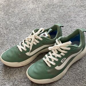 Vans Women’s Green and White Sneakers
